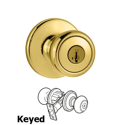 Kwikset Door Hardware Tylo Keyed Entry Door Knob in Bright Brass