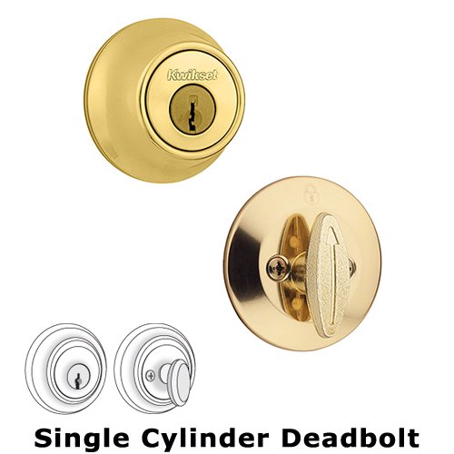 Kwikset Door Hardware Single Cylinder Deadbolt in Bright Brass