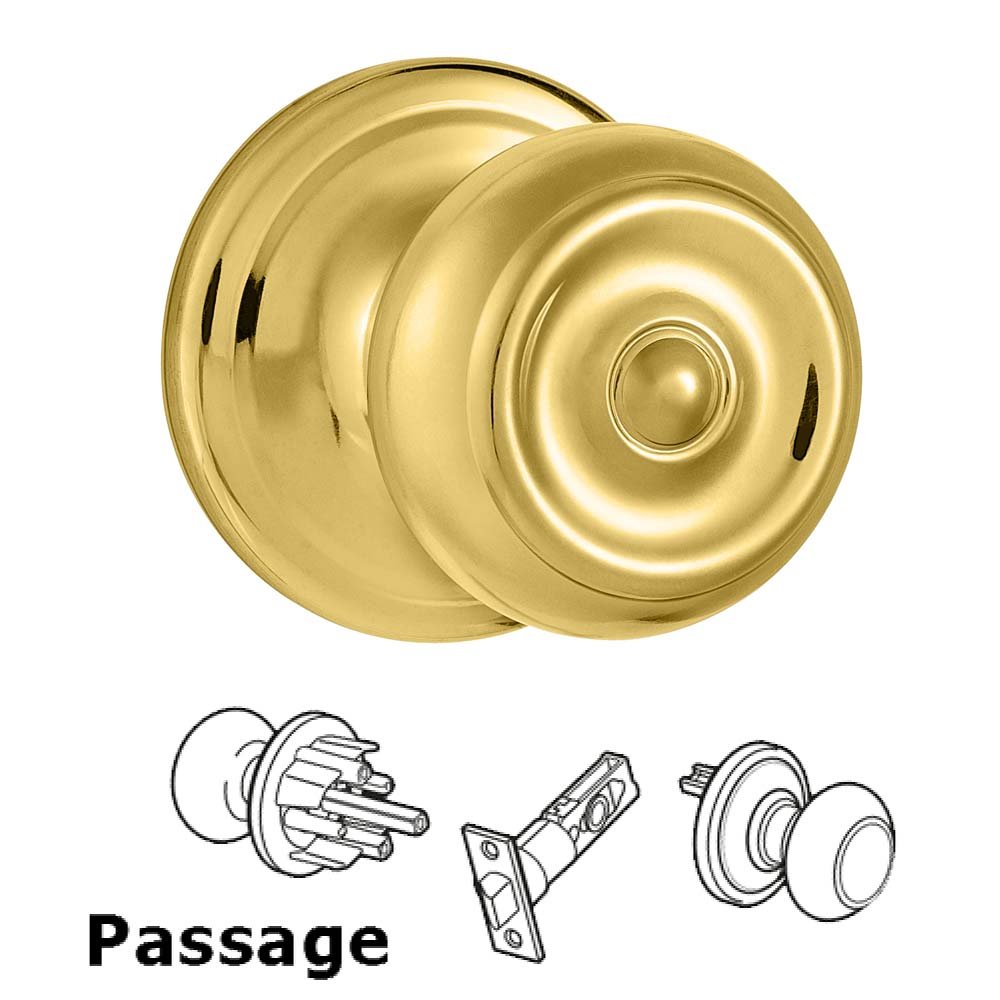 Kwikset Door Hardware Phoenix Passage Door Knob in Bright Brass