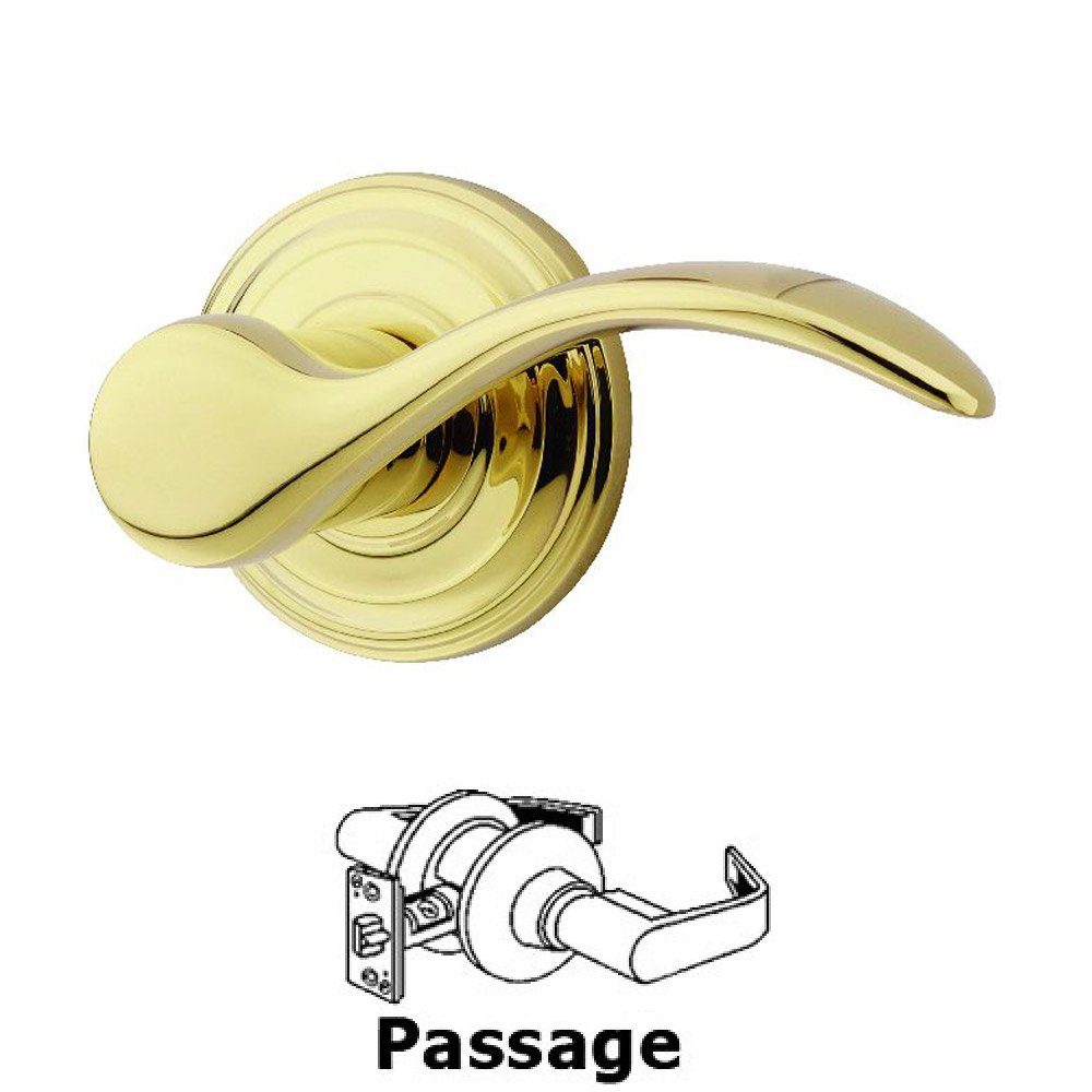 Kwikset Door Hardware Pembroke Passage Door Lever in Bright Brass