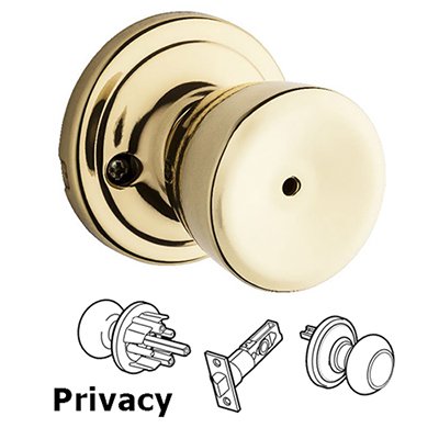 Kwikset Door Hardware Abbey Privacy Door Knob in Bright Brass