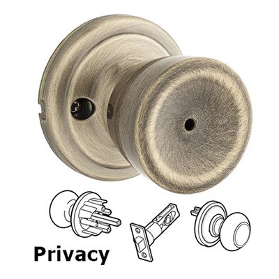 Kwikset Door Hardware Abbey Privacy Door Knob in Antique Brass