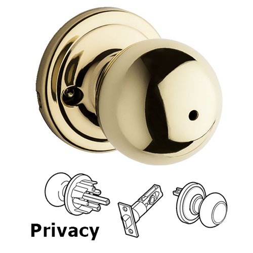 Kwikset Door Hardware Circa Privacy Door Knob in Bright Brass