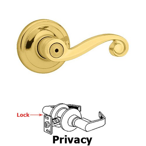 Kwikset Door Hardware Lido Privacy Door Lever in Bright Brass