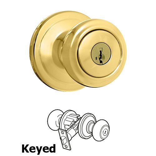 Kwikset Door Hardware Cameron Keyed Entry Door Knob in Bright Brass