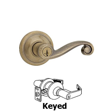 Kwikset Door Hardware Lido Keyed Door Lever in Antique Brass