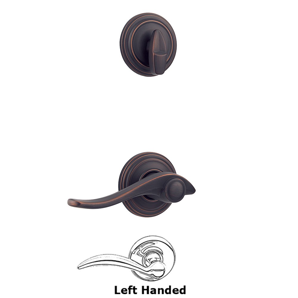 Kwikset Door Hardware Avalon Interior Active Handleset Trim Left Hand Door Lever & Single Cylinder Deadbolt in Venetian Bronze