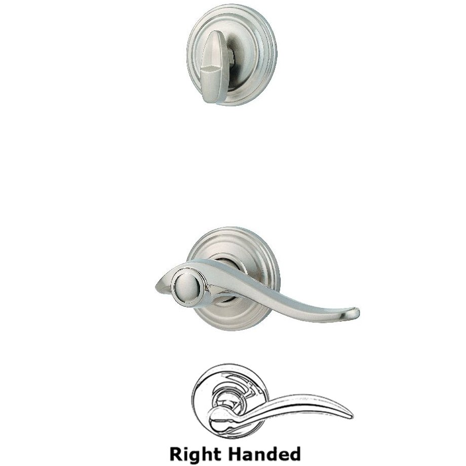 Kwikset Door Hardware Avalon Interior Active Handleset Trim Right Hand Door Lever & Single Cylinder Deadbolt in Satin Nickel