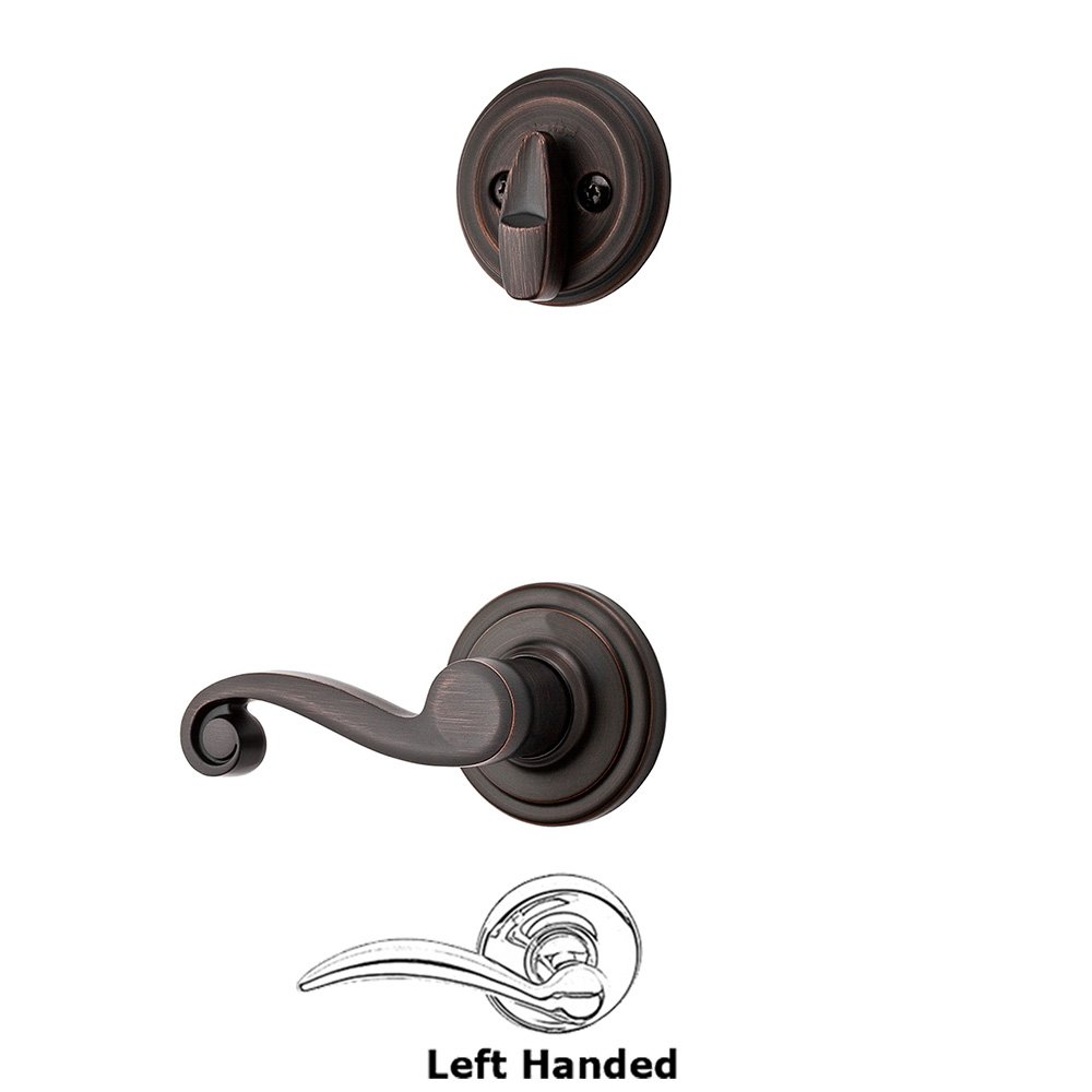 Kwikset Door Hardware Lido Interior Active Handleset Trim Left Hand Door Lever & Single Cylinder Deadbolt in Venetian Bronze