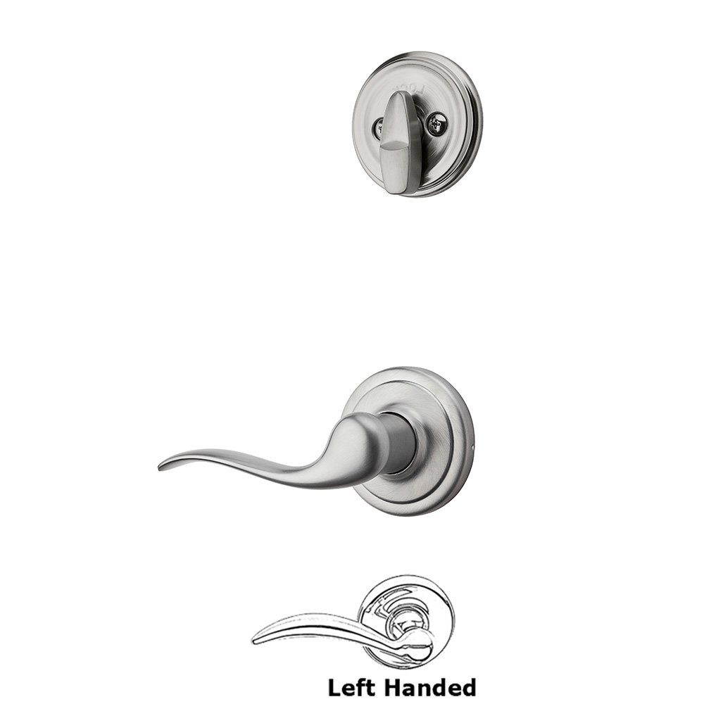 Kwikset Door Hardware Tustin Interior Active Handleset Trim Left Hand Door Lever & Single Cylinder Deadbolt In Satin Chrome