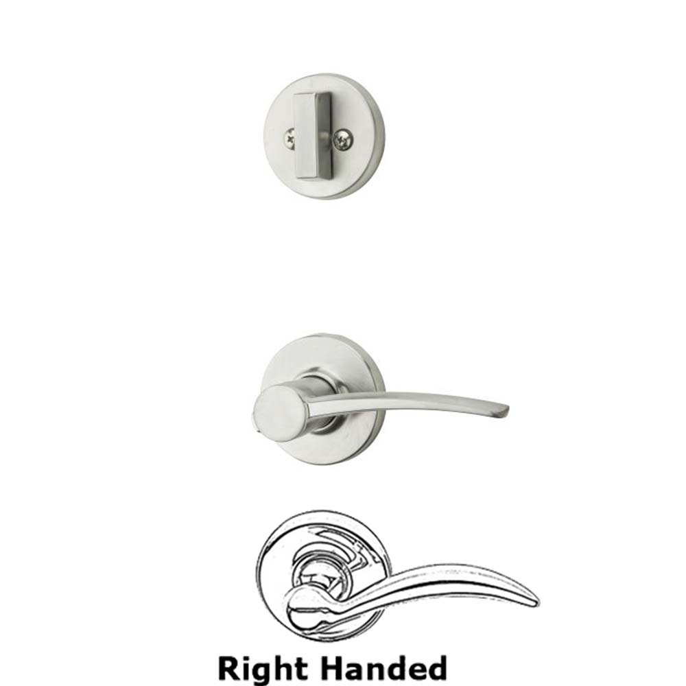 Kwikset Door Hardware Katara Interior Active Handleset Trim Right Hand Door Lever & Single Cylinder Deadbolt In Satin Chrome