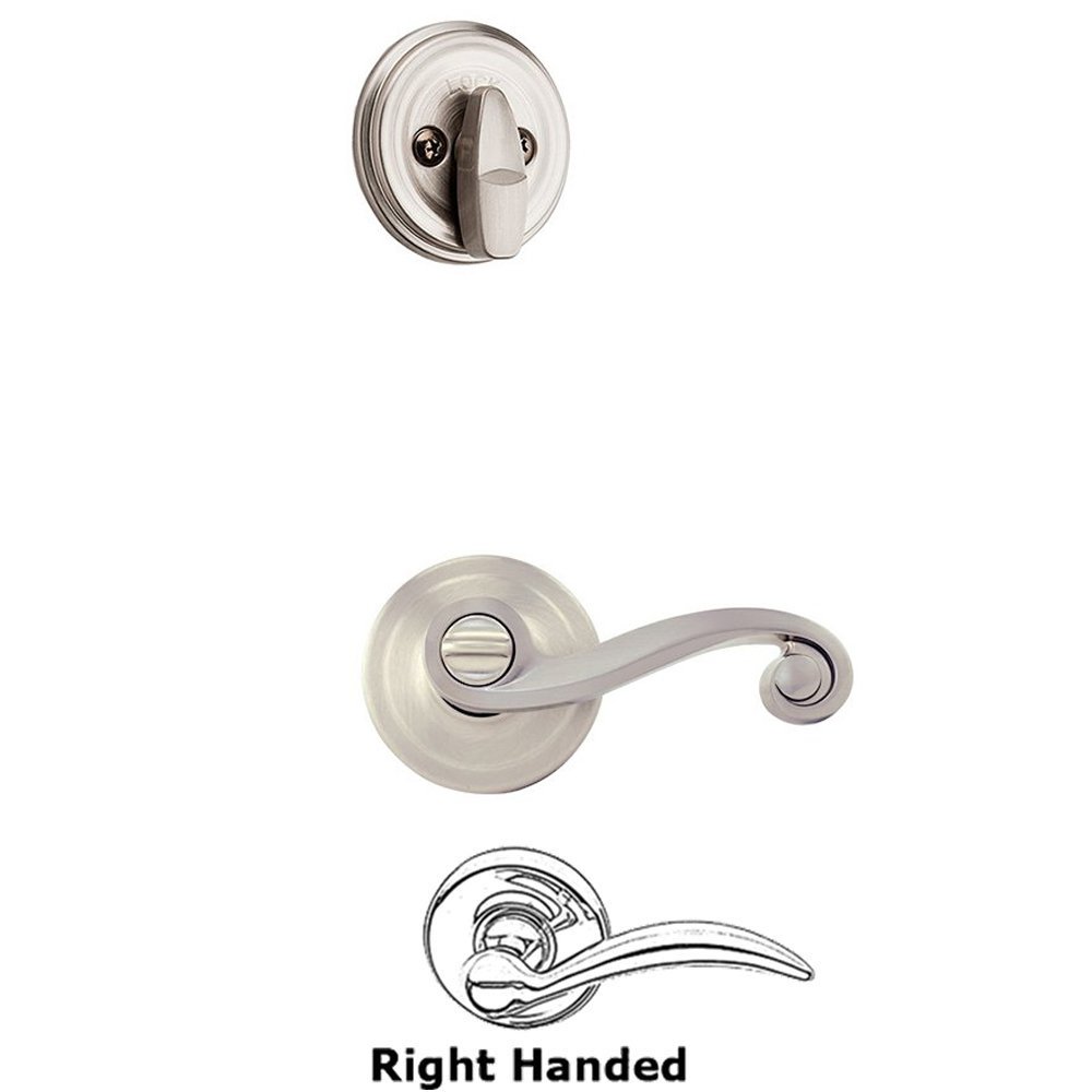 Kwikset Door Hardware Lido Interior Active Handleset Trim Right Hand Door Lever & Single Cylinder Interior Trim Knob in Satin Nickel