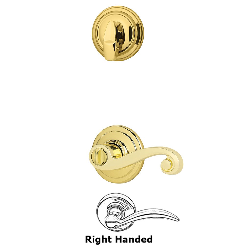 Kwikset Door Hardware Lido Interior Active Handleset Trim Right Hand Door Lever & Single Cylinder Interior Trim Knob in Bright Brass