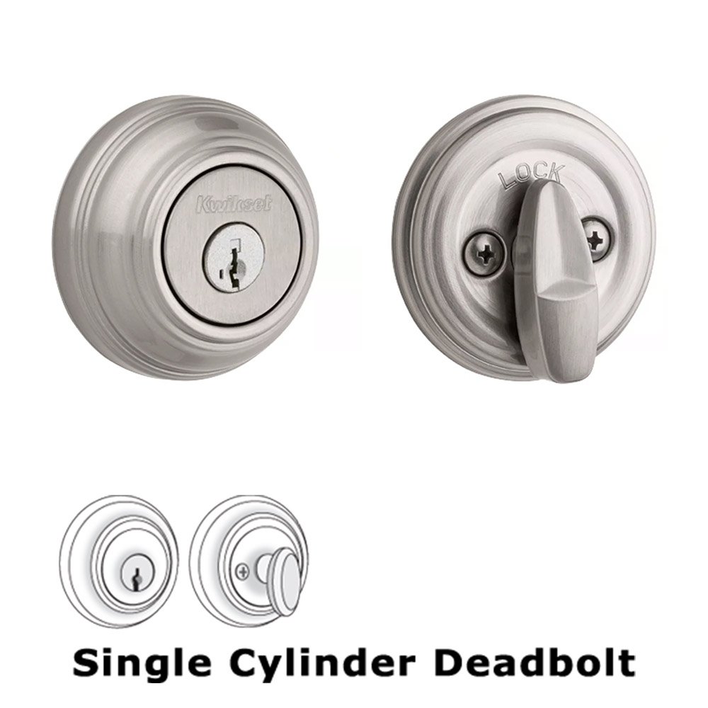 Kwikset Door Hardware Deadbolt Single Cylinder Deadbolt in Satin Nickel