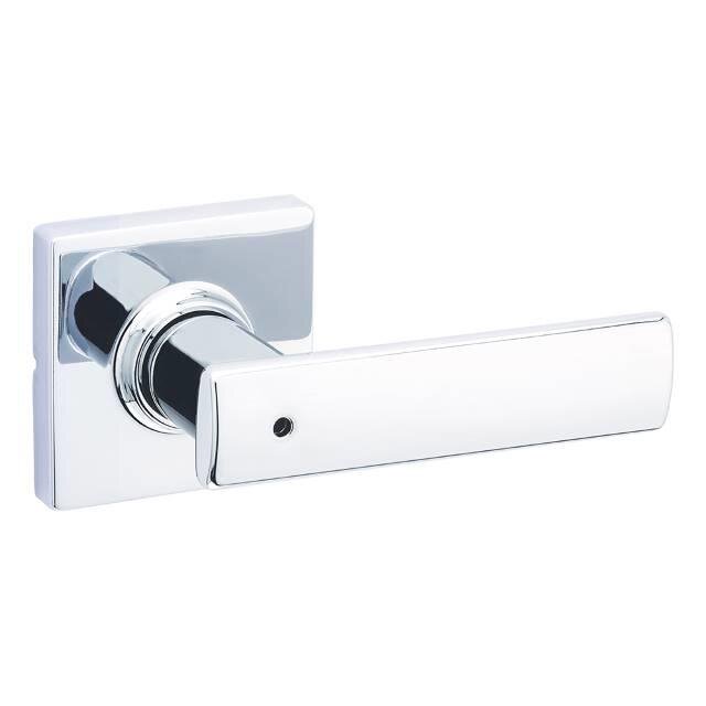 Kwikset Door Hardware Privacy Breton Lever with Square Rose in Bright Chrome