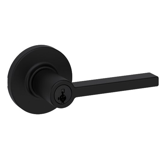 Kwikset Door Hardware Entry Casey Lever with Round Rose in Iron Black