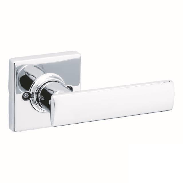 Kwikset Door Hardware Single Dummy Breton Lever with Square Rose in Bright Chrome