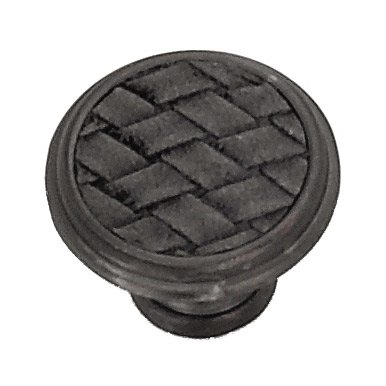 Laurey Hardware 1 1/8" Round Knob in Oil Rubbed Bronze with Black Leather Insert