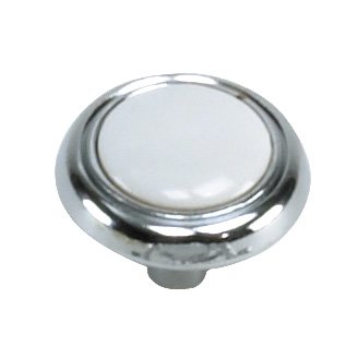 Laurey Hardware 1 1/4" First Family Knob in Chrome & White