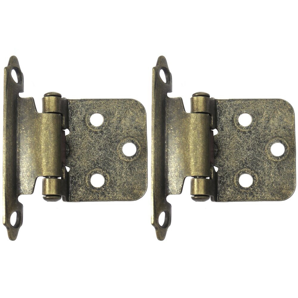 Laurey Hardware (Pair) No Inset Self-Closing Hinge in Antique Brass