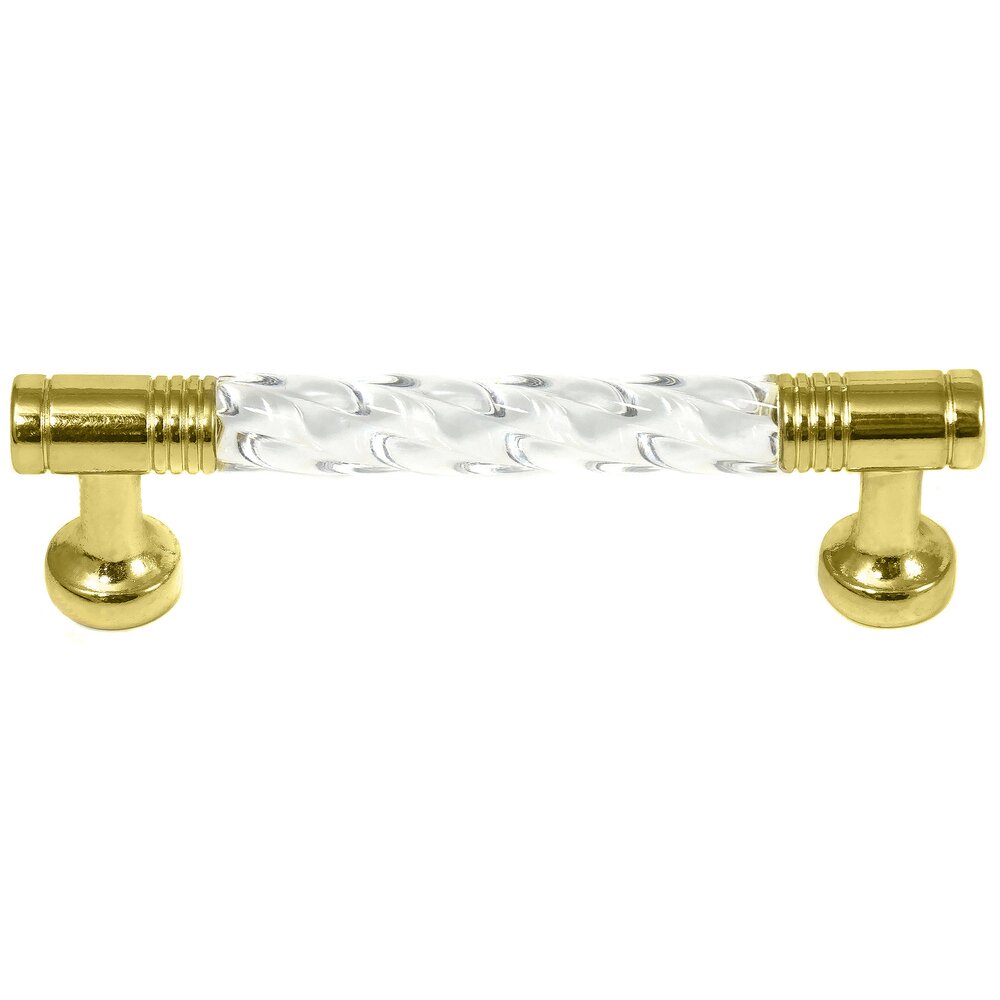 Laurey Hardware 3" Centers Acrystal Pull in Acrylic with Brass Legs