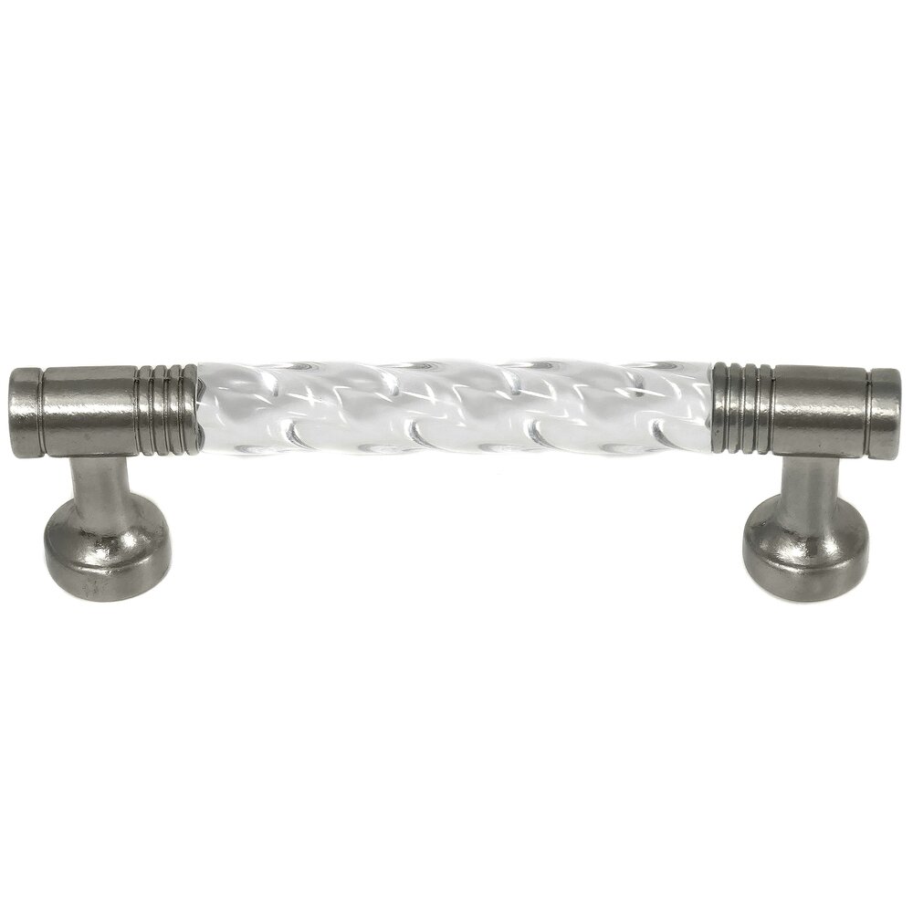 Laurey Hardware 3" Centers Acrystal Pull in Acrylic with Satin Pewter Legs