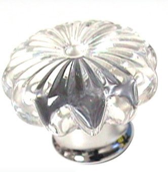 LB Brass 40mm Large Clear Crystal Knob in Polished Brass