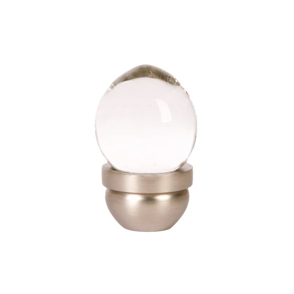 Lewis Dolin 1" (25mm) Diameter  Glass Knob in Transparent Clear/Brushed Nickel