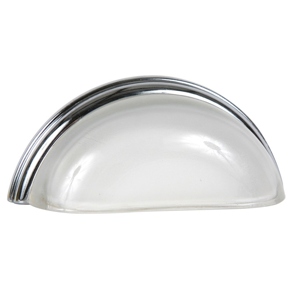 Lewis Dolin 3" (76mm) Centers Cup Pull in Frosted Clear/Polished Chrome