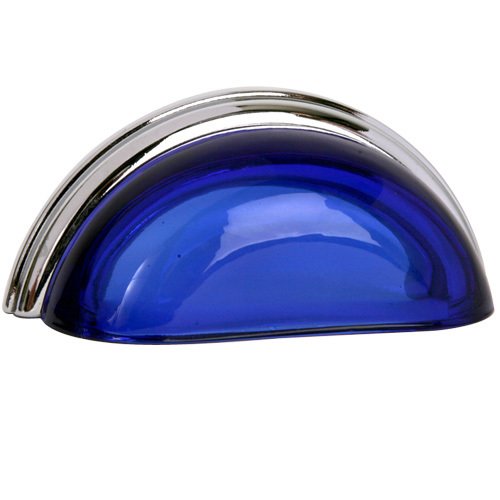 Lewis Dolin 3" (76mm) Centers Cup Pull in Transparent Cobalt/Polished Chrome