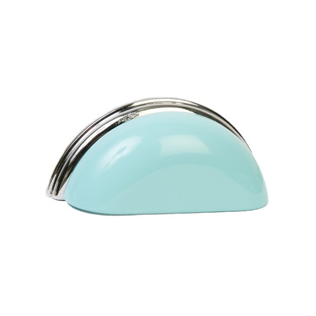 Lewis Dolin 3" (76mm) Centers Cup Pull in Robin's Egg Blue/Polished Chrome