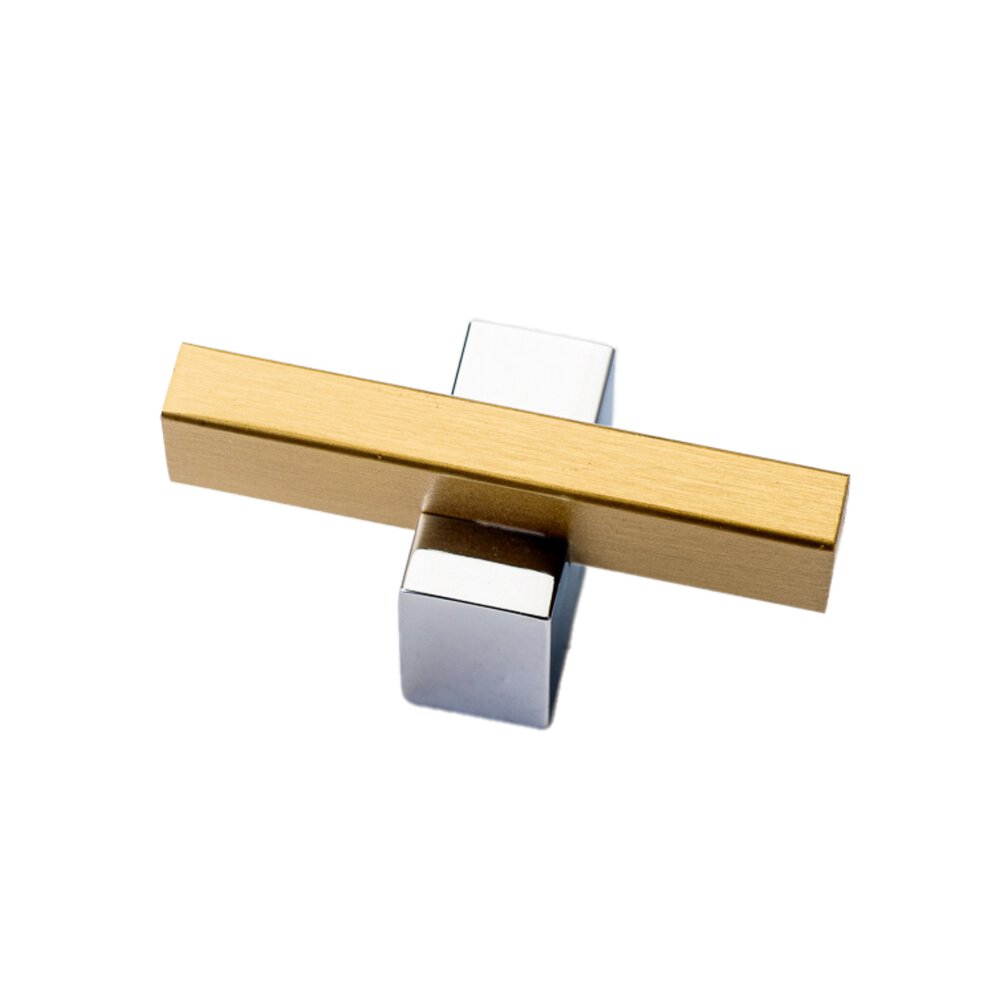 Lewis Dolin 1 7/8" (48mm) Solid Brass Two-Tone Knob in Brushed Brass and Polished Chrome