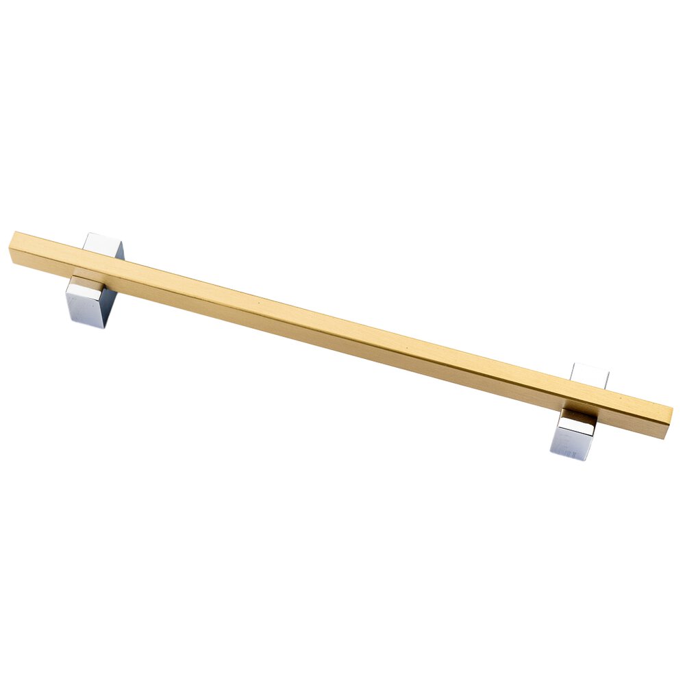 Lewis Dolin 6" (152mm) Centers Solid Brass Two-Tone Pull in Brushed Brass and Polished Chrome