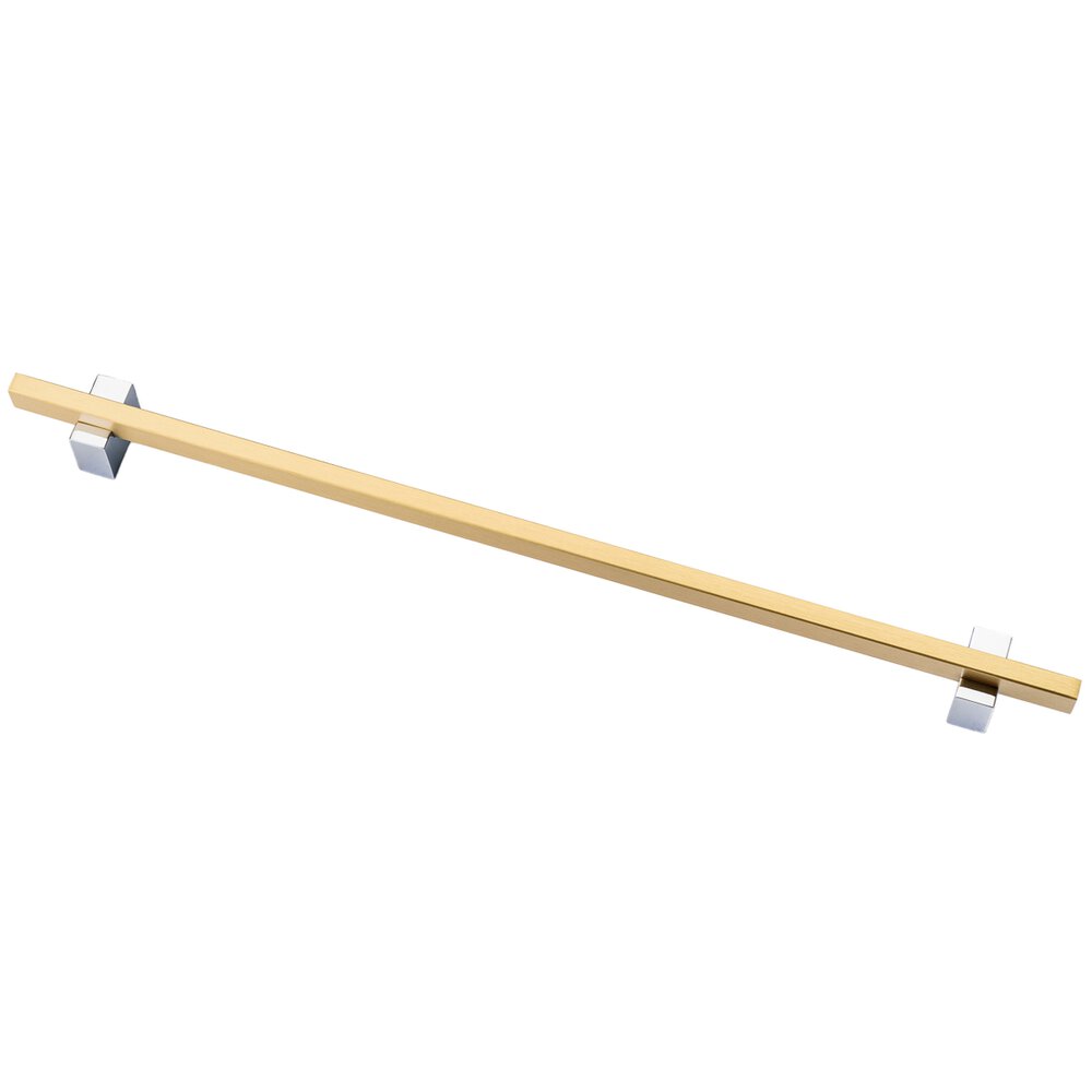 Lewis Dolin 10" (254mm) Centers Solid Brass Two-Tone Pull in Brushed Brass and Polished Chrome