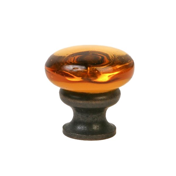 Lewis Dolin 1 1/4" (32mm) Mushroom Glass Knob in Transparent Amber/Oil Rubbed Bronze
