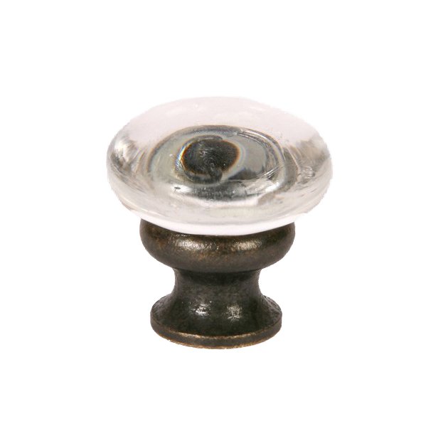 Lewis Dolin 1 1/4" (32mm) Mushroom Glass Knob in Transparent Clear/Oil Rubbed Bronze