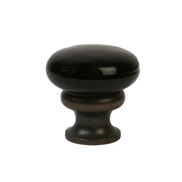 Lewis Dolin 1 1/4" (32mm) Mushroom Glass Knob in Black/Oil Rubbed Bronze
