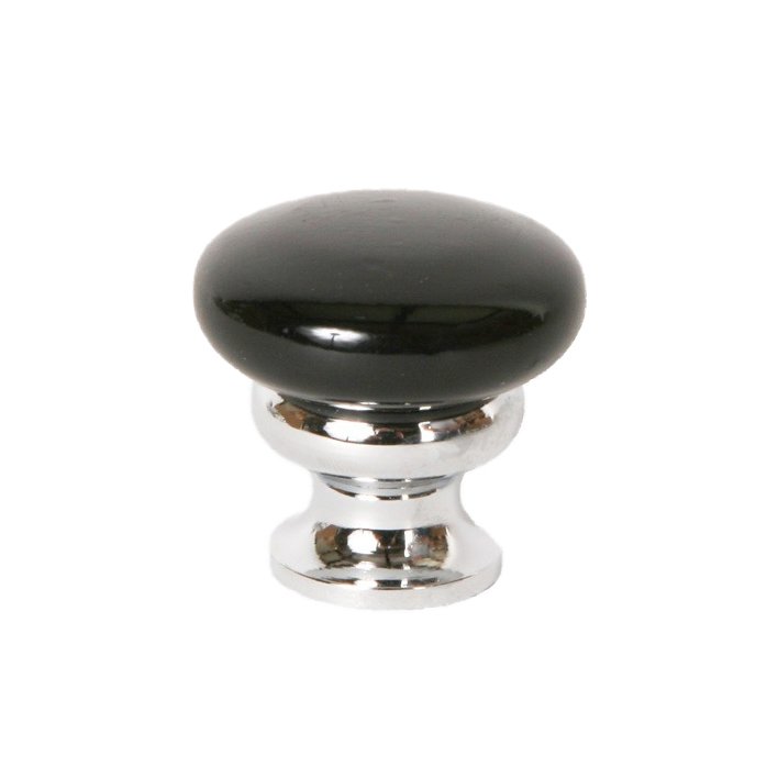 Lewis Dolin 1 1/4" (32mm) Diameter Metal Mushroom Knob in Gloss Black/Polished Chrome