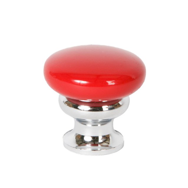 Lewis Dolin 1 1/4" (32mm) Mushroom Knob in Candy Red/Polished Chrome