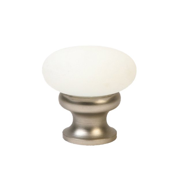Lewis Dolin 1 1/4" (32mm) Mushroom Glass Knob in Frosted White/Brushed Nickel