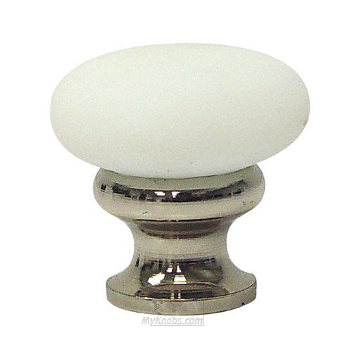 Lewis Dolin 1 1/4" (32mm) Mushroom Glass Knob in Frosted White/Polished Nickel