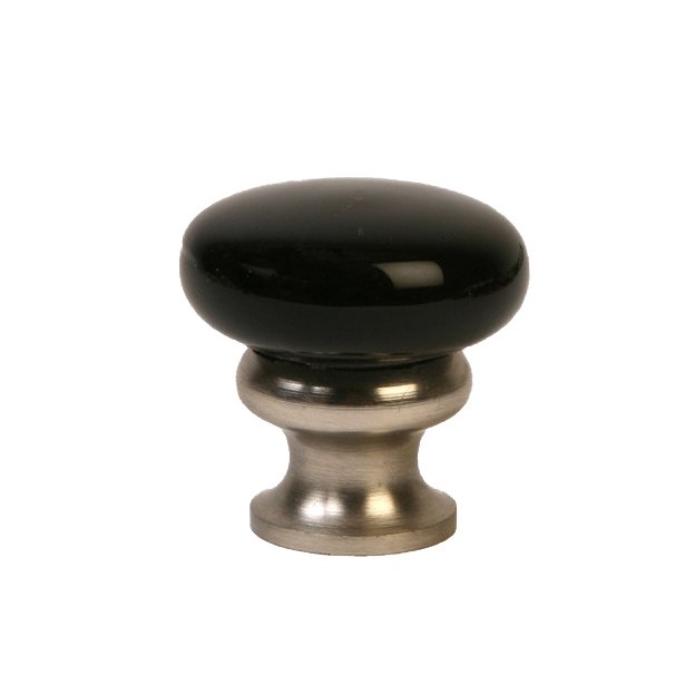 Lewis Dolin 1 1/4" (32mm) Mushroom Glass Knob in Black/Polished Nickel