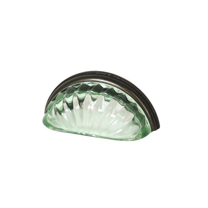 Lewis Dolin 3" (76mm) Centers Melon Glass Bin Pull in Transparent Green/Oil Rubbed Bronze