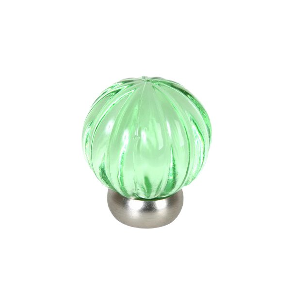 Lewis Dolin 1 1/4" (32mm) Diameter Melon Glass Knob in Transparent Green/Brushed Nickel