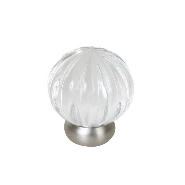 Lewis Dolin 1 1/4" (32mm) Diameter Melon Glass Knob in Transparent Clear/Brushed Nickel
