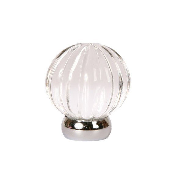 Lewis Dolin 1 1/4" (32mm) Diameter Melon Glass Knob in Transparent Clear/Polished Chrome
