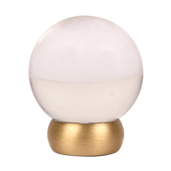 Lewis Dolin 1 1/8" Diameter Glass Knob in Transparent Clear and Brushed Brass
