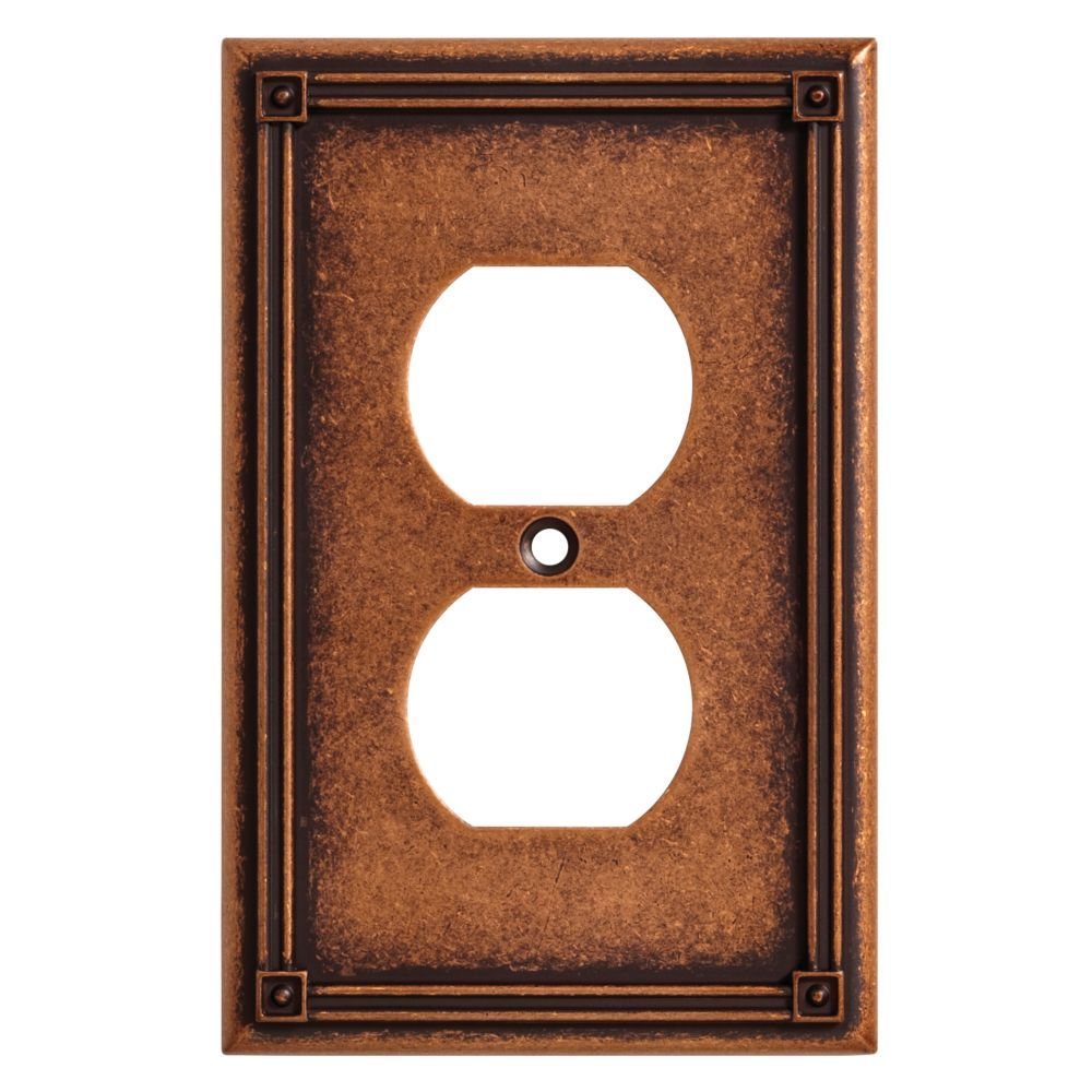 Liberty Hardware Single Duplex Outlet in Sponged Copper
