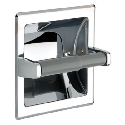 Liberty Hardware Recessed Paper Holder with Plastic Roller in Polished Chrome