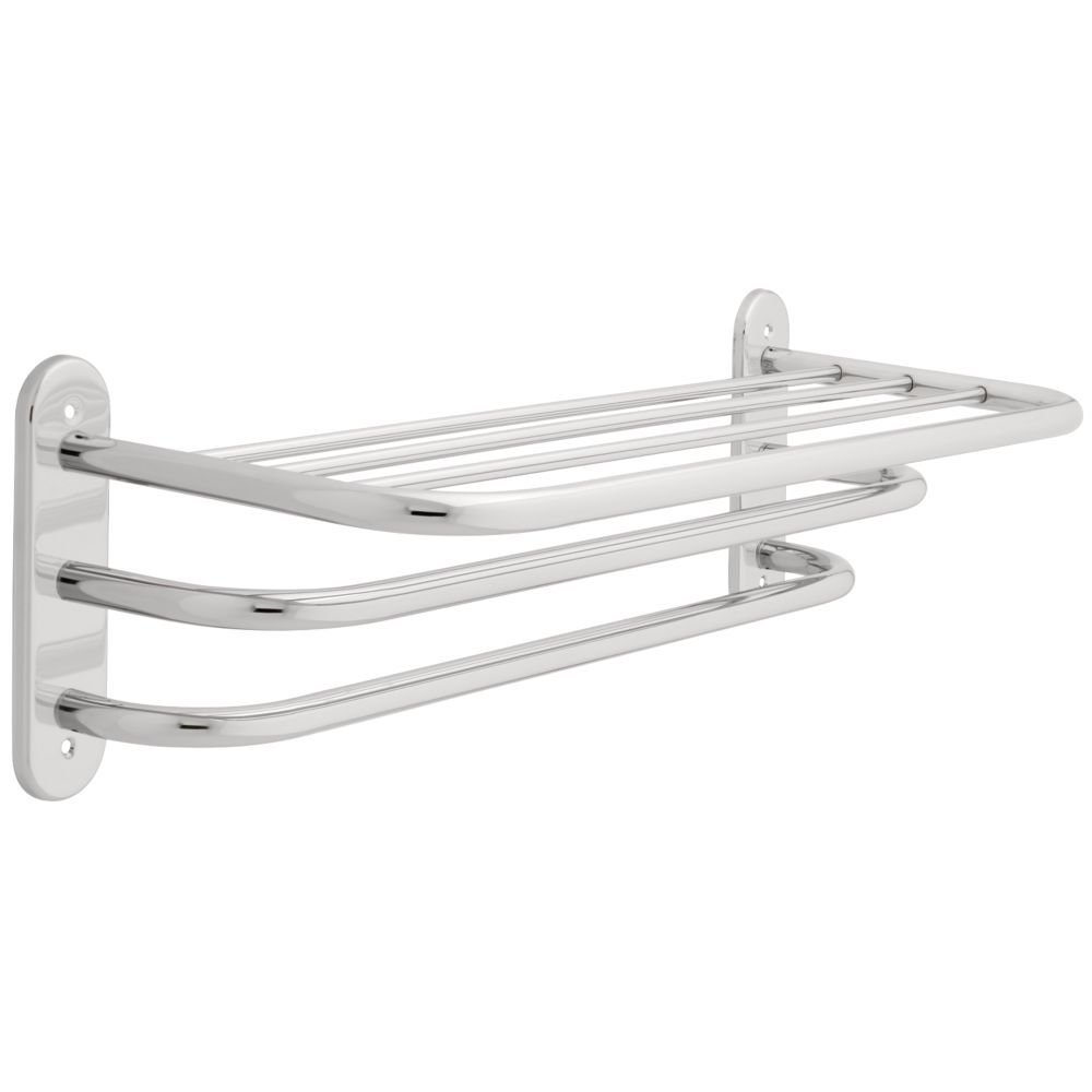 Liberty Hardware Exposed Mounting 24" Towel Shelf with Two Bars Solid Brass in Polished Chrome